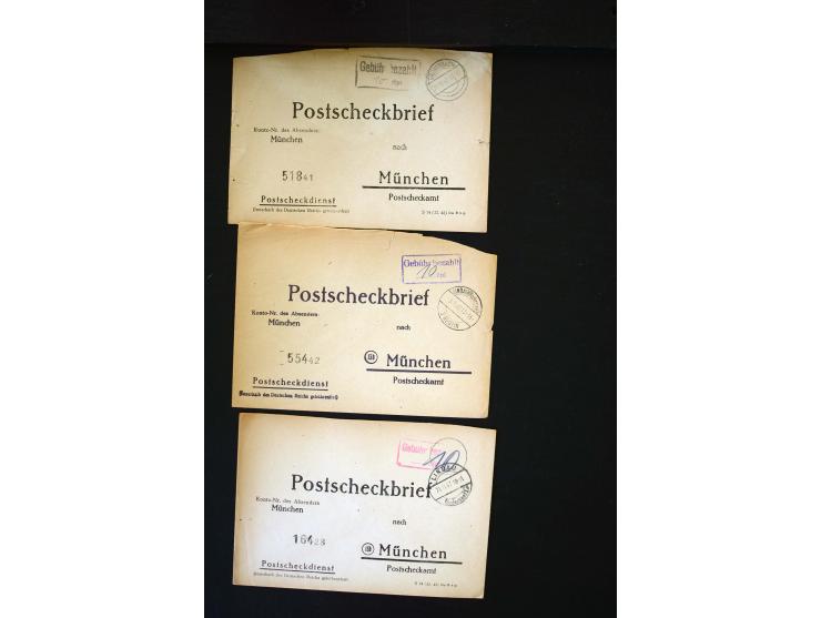  1945/1949, sehr umfangreiche Sammlung aller Zonen mit einigen hundert Briefen, Karten und Ganzsachen auf Austellungsblättern