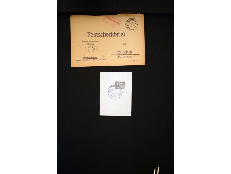 1945/1949, sehr umfangreiche Sammlung aller Zonen mit einigen hundert Briefen, Karten und Ganzsachen auf Austellungsblättern