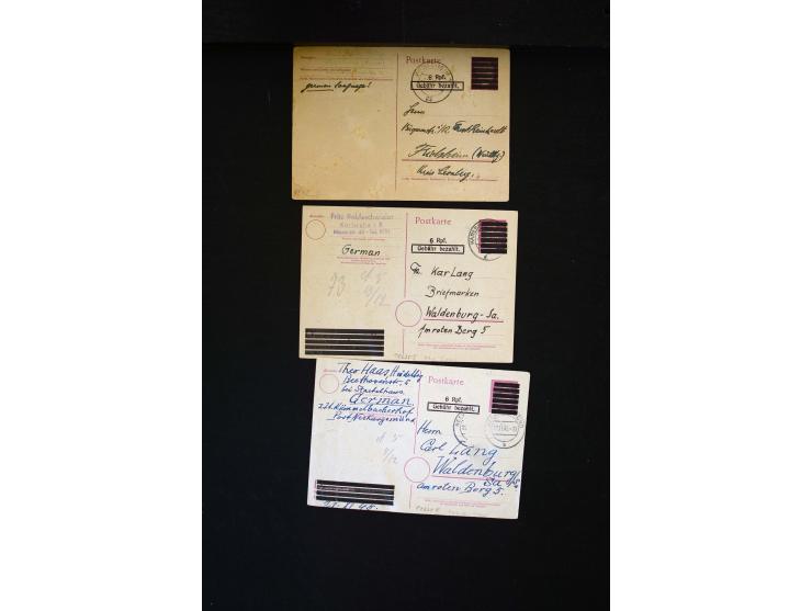  1945/1949, sehr umfangreiche Sammlung aller Zonen mit einigen hundert Briefen, Karten und Ganzsachen auf Austellungsblättern