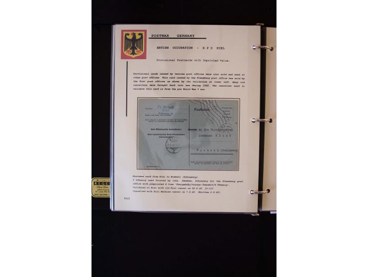  1945/1949, sehr umfangreiche Sammlung aller Zonen mit einigen hundert Briefen, Karten und Ganzsachen auf Austellungsblättern