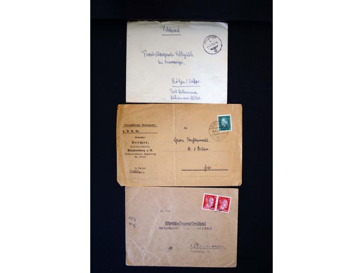  1945/1949, sehr umfangreiche Sammlung aller Zonen mit einigen hundert Briefen, Karten und Ganzsachen auf Austellungsblättern