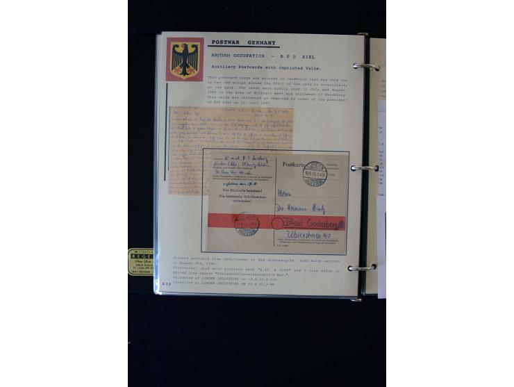  1945/1949, sehr umfangreiche Sammlung aller Zonen mit einigen hundert Briefen, Karten und Ganzsachen auf Austellungsblättern
