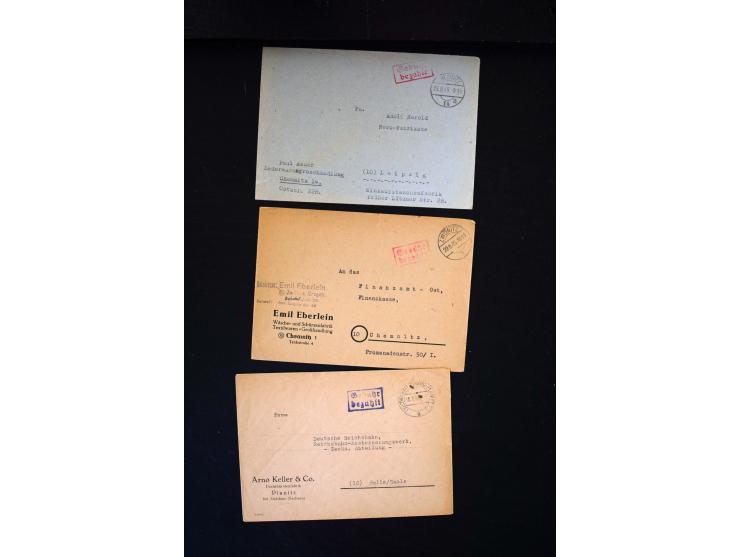  1945/1949, sehr umfangreiche Sammlung aller Zonen mit einigen hundert Briefen, Karten und Ganzsachen auf Austellungsblättern