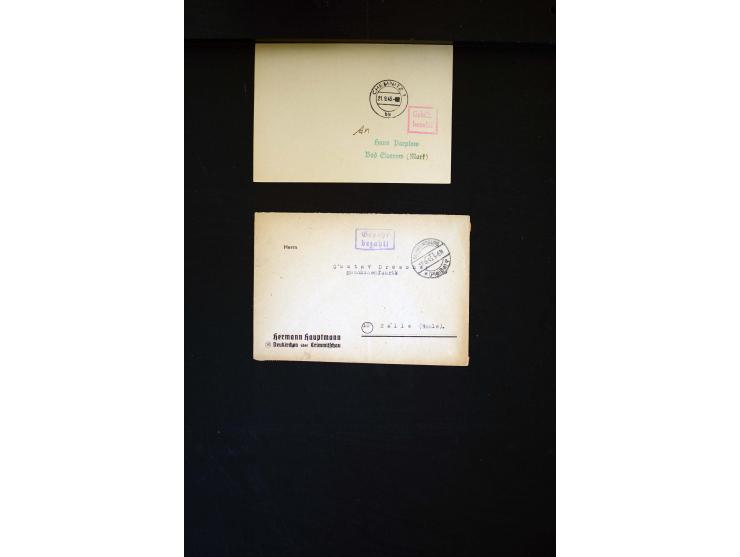 1945/1949, sehr umfangreiche Sammlung aller Zonen mit einigen hundert Briefen, Karten und Ganzsachen auf Austellungsblättern