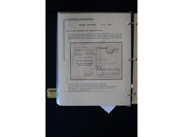  1945/1949, sehr umfangreiche Sammlung aller Zonen mit einigen hundert Briefen, Karten und Ganzsachen auf Austellungsblättern