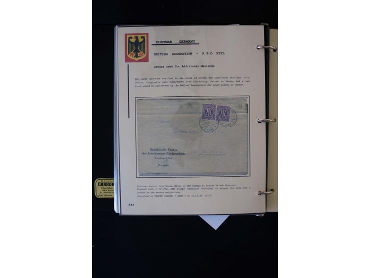  1945/1949, sehr umfangreiche Sammlung aller Zonen mit einigen hundert Briefen, Karten und Ganzsachen auf Austellungsblättern