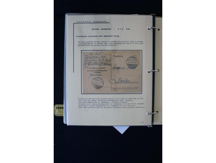  1945/1949, sehr umfangreiche Sammlung aller Zonen mit einigen hundert Briefen, Karten und Ganzsachen auf Austellungsblättern