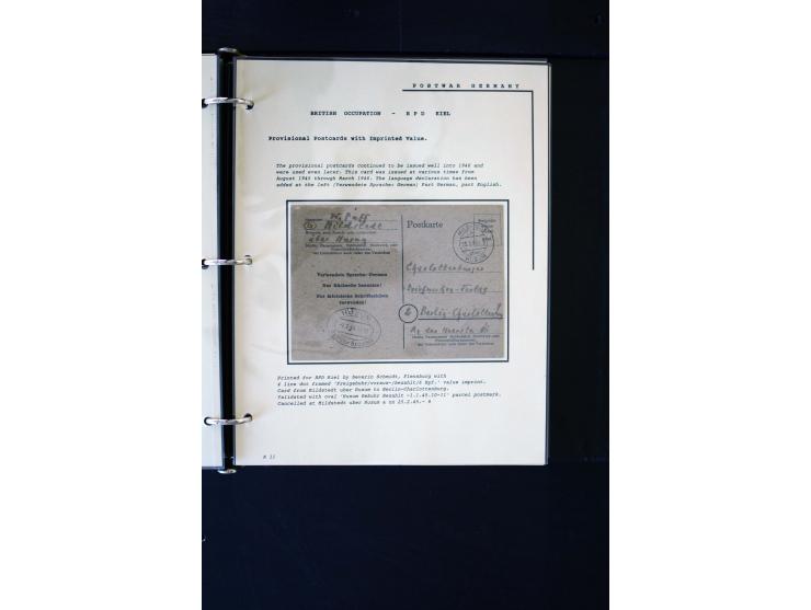  1945/1949, sehr umfangreiche Sammlung aller Zonen mit einigen hundert Briefen, Karten und Ganzsachen auf Austellungsblättern