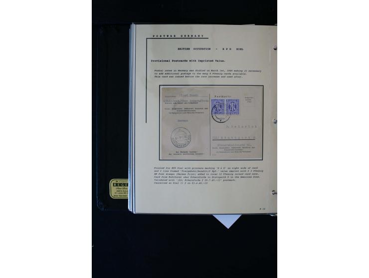 1945/1949, sehr umfangreiche Sammlung aller Zonen mit einigen hundert Briefen, Karten und Ganzsachen auf Austellungsblättern