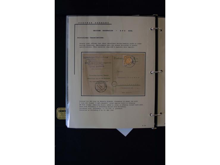  1945/1949, sehr umfangreiche Sammlung aller Zonen mit einigen hundert Briefen, Karten und Ganzsachen auf Austellungsblättern