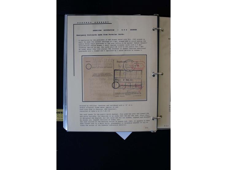  1945/1949, sehr umfangreiche Sammlung aller Zonen mit einigen hundert Briefen, Karten und Ganzsachen auf Austellungsblättern