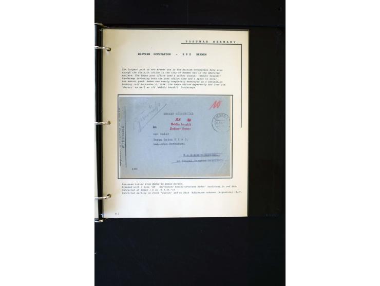  1945/1949, sehr umfangreiche Sammlung aller Zonen mit einigen hundert Briefen, Karten und Ganzsachen auf Austellungsblättern