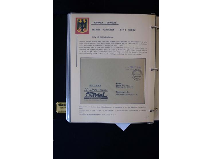  1945/1949, sehr umfangreiche Sammlung aller Zonen mit einigen hundert Briefen, Karten und Ganzsachen auf Austellungsblättern