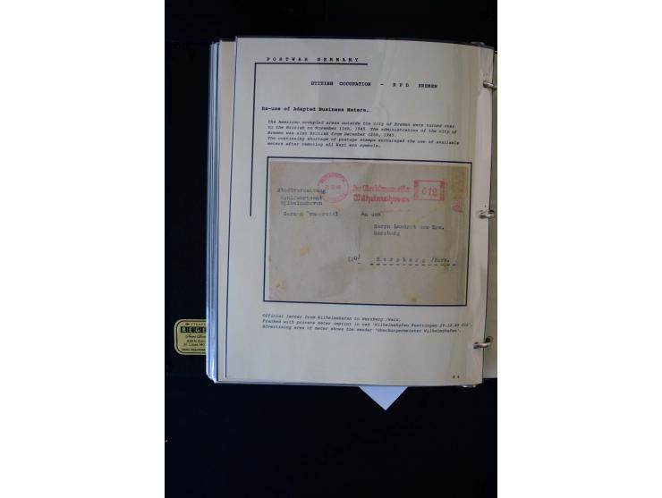  1945/1949, sehr umfangreiche Sammlung aller Zonen mit einigen hundert Briefen, Karten und Ganzsachen auf Austellungsblättern