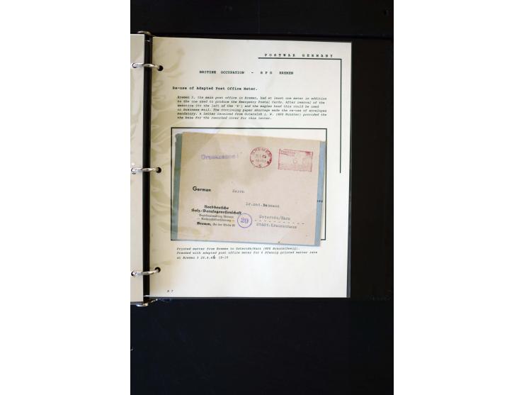  1945/1949, sehr umfangreiche Sammlung aller Zonen mit einigen hundert Briefen, Karten und Ganzsachen auf Austellungsblättern