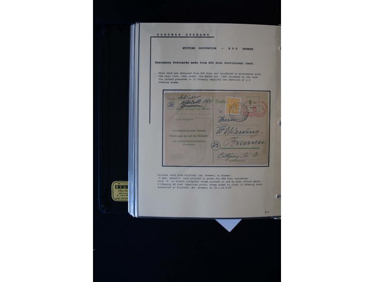  1945/1949, sehr umfangreiche Sammlung aller Zonen mit einigen hundert Briefen, Karten und Ganzsachen auf Austellungsblättern