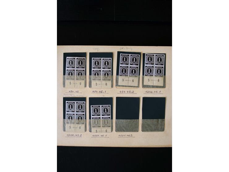 1946/48, Arbeiter und Ziffer postfrische und wenige ungebrauchte Sammlung 4er-Blocks (wenige Paare) mit HAN, dazu kleiner Tei