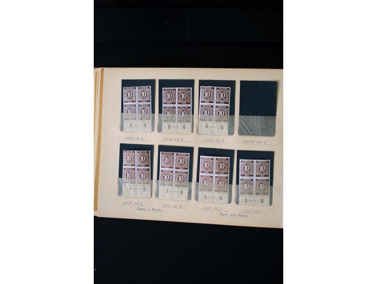 1946/48, Arbeiter und Ziffer postfrische und wenige ungebrauchte Sammlung 4er-Blocks (wenige Paare) mit HAN, dazu kleiner Tei