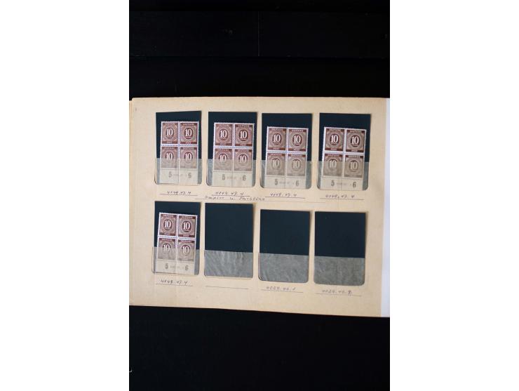 1946/48, Arbeiter und Ziffer postfrische und wenige ungebrauchte Sammlung 4er-Blocks (wenige Paare) mit HAN, dazu kleiner Tei