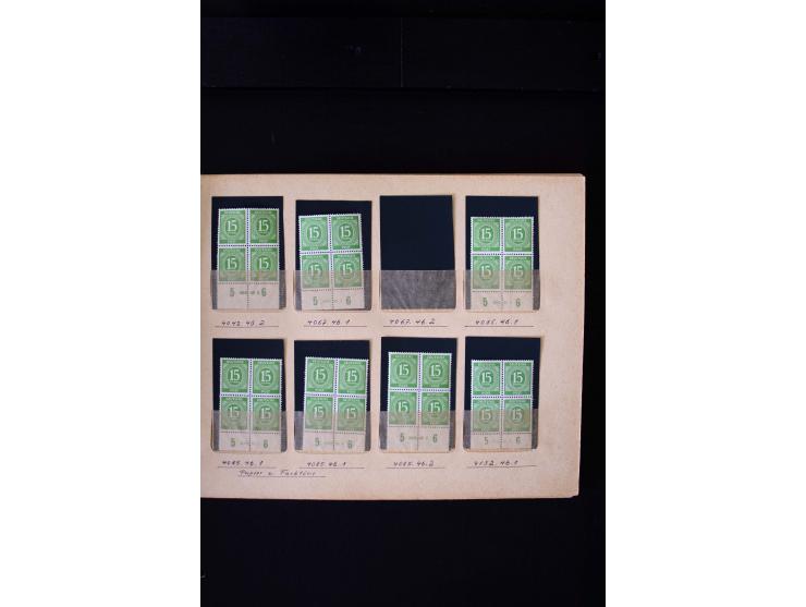 1946/48, Arbeiter und Ziffer postfrische und wenige ungebrauchte Sammlung 4er-Blocks (wenige Paare) mit HAN, dazu kleiner Tei