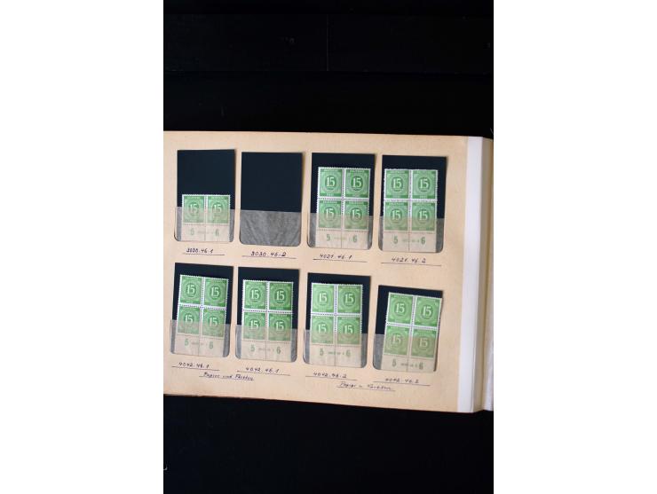 1946/48, Arbeiter und Ziffer postfrische und wenige ungebrauchte Sammlung 4er-Blocks (wenige Paare) mit HAN, dazu kleiner Tei