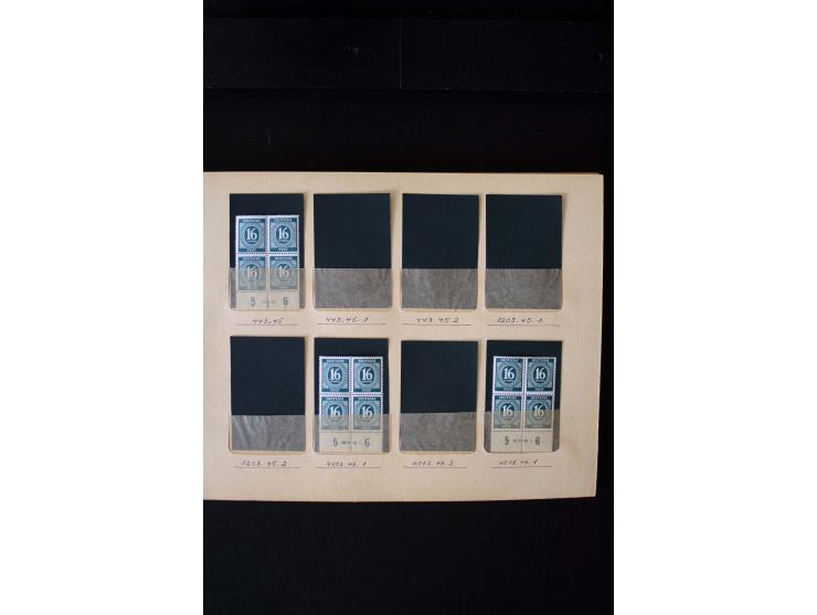 1946/48, Arbeiter und Ziffer postfrische und wenige ungebrauchte Sammlung 4er-Blocks (wenige Paare) mit HAN, dazu kleiner Tei