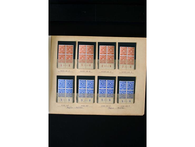 1946/48, Arbeiter und Ziffer postfrische und wenige ungebrauchte Sammlung 4er-Blocks (wenige Paare) mit HAN, dazu kleiner Tei
