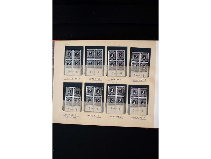 1946/48, Arbeiter und Ziffer postfrische und wenige ungebrauchte Sammlung 4er-Blocks (wenige Paare) mit HAN, dazu kleiner Tei