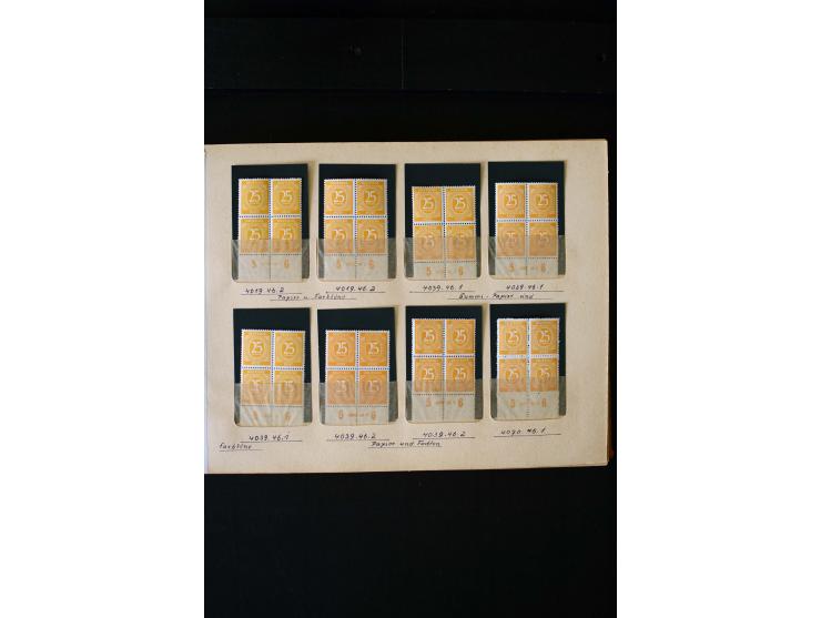 1946/48, Arbeiter und Ziffer postfrische und wenige ungebrauchte Sammlung 4er-Blocks (wenige Paare) mit HAN, dazu kleiner Tei