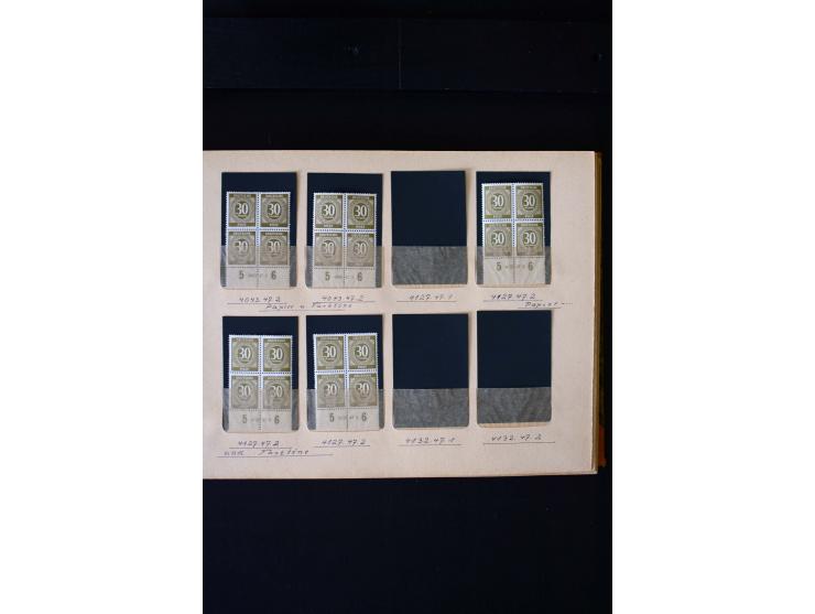1946/48, Arbeiter und Ziffer postfrische und wenige ungebrauchte Sammlung 4er-Blocks (wenige Paare) mit HAN, dazu kleiner Tei