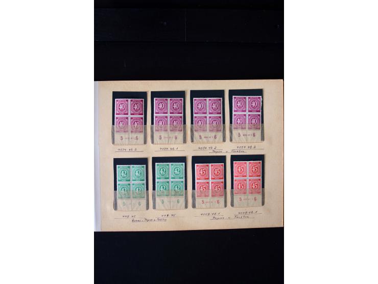1946/48, Arbeiter und Ziffer postfrische und wenige ungebrauchte Sammlung 4er-Blocks (wenige Paare) mit HAN, dazu kleiner Tei
