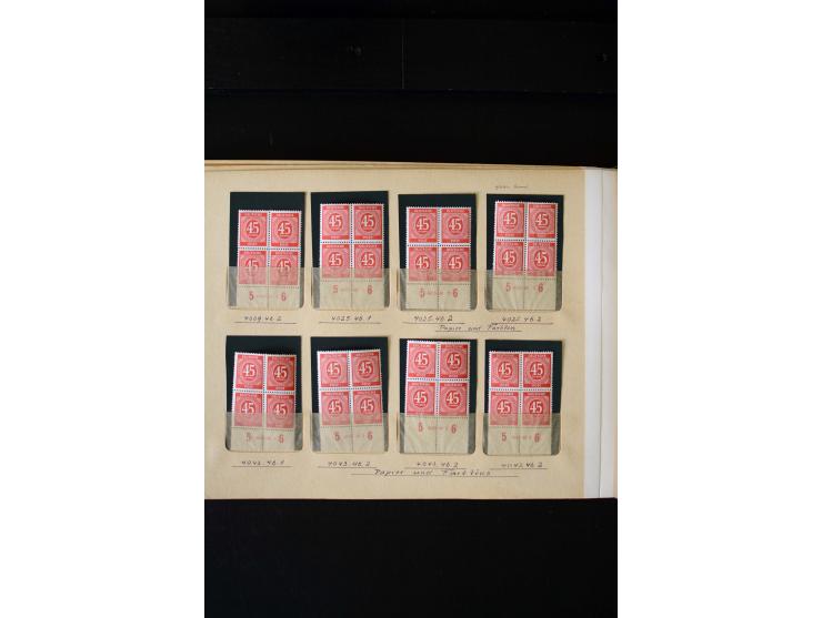 1946/48, Arbeiter und Ziffer postfrische und wenige ungebrauchte Sammlung 4er-Blocks (wenige Paare) mit HAN, dazu kleiner Tei