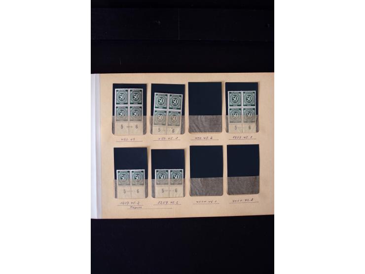 1946/48, Arbeiter und Ziffer postfrische und wenige ungebrauchte Sammlung 4er-Blocks (wenige Paare) mit HAN, dazu kleiner Tei