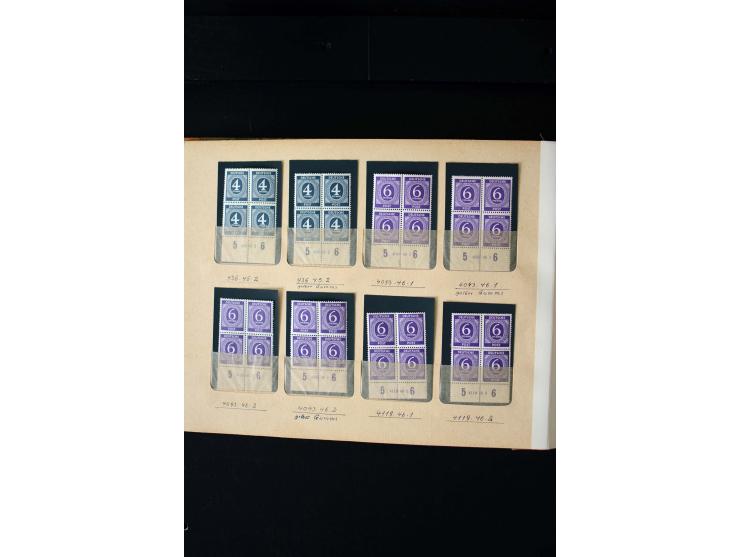 1946/48, Arbeiter und Ziffer postfrische und wenige ungebrauchte Sammlung 4er-Blocks (wenige Paare) mit HAN, dazu kleiner Tei