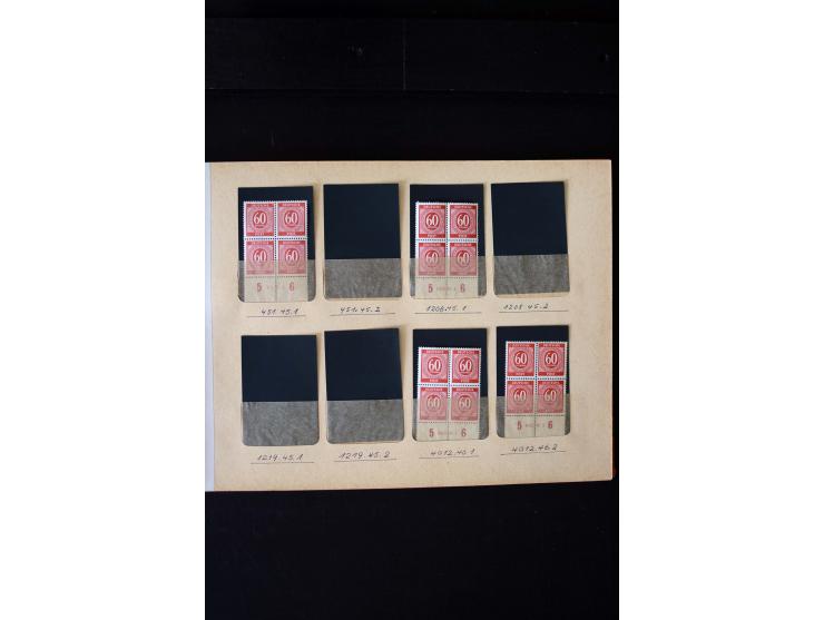 1946/48, Arbeiter und Ziffer postfrische und wenige ungebrauchte Sammlung 4er-Blocks (wenige Paare) mit HAN, dazu kleiner Tei