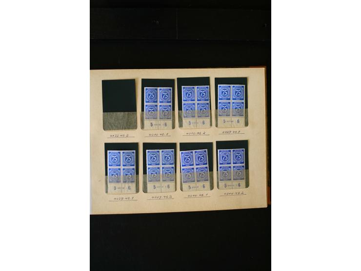 1946/48, Arbeiter und Ziffer postfrische und wenige ungebrauchte Sammlung 4er-Blocks (wenige Paare) mit HAN, dazu kleiner Tei