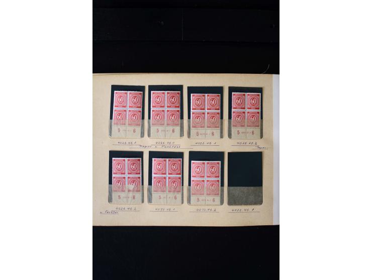 1946/48, Arbeiter und Ziffer postfrische und wenige ungebrauchte Sammlung 4er-Blocks (wenige Paare) mit HAN, dazu kleiner Tei