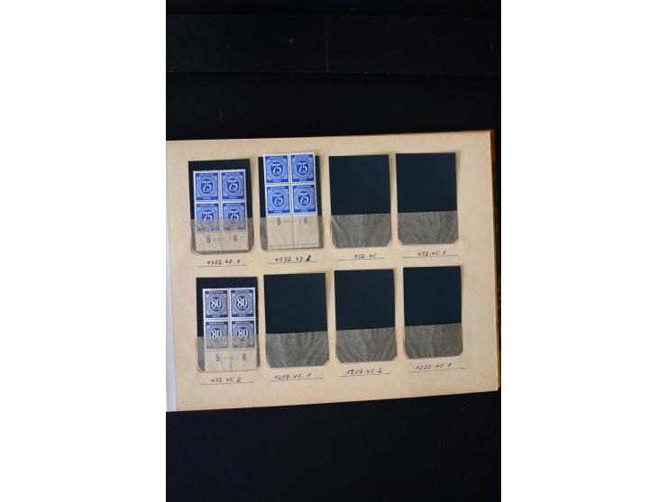 1946/48, Arbeiter und Ziffer postfrische und wenige ungebrauchte Sammlung 4er-Blocks (wenige Paare) mit HAN, dazu kleiner Tei