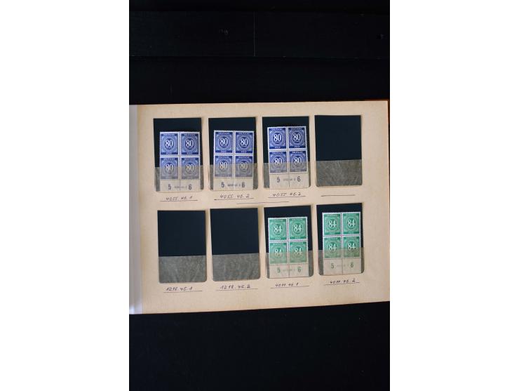 1946/48, Arbeiter und Ziffer postfrische und wenige ungebrauchte Sammlung 4er-Blocks (wenige Paare) mit HAN, dazu kleiner Tei