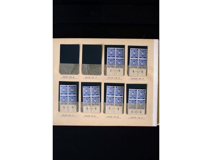 1946/48, Arbeiter und Ziffer postfrische und wenige ungebrauchte Sammlung 4er-Blocks (wenige Paare) mit HAN, dazu kleiner Tei
