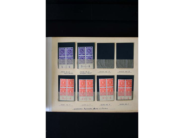 1946/48, Arbeiter und Ziffer postfrische und wenige ungebrauchte Sammlung 4er-Blocks (wenige Paare) mit HAN, dazu kleiner Tei