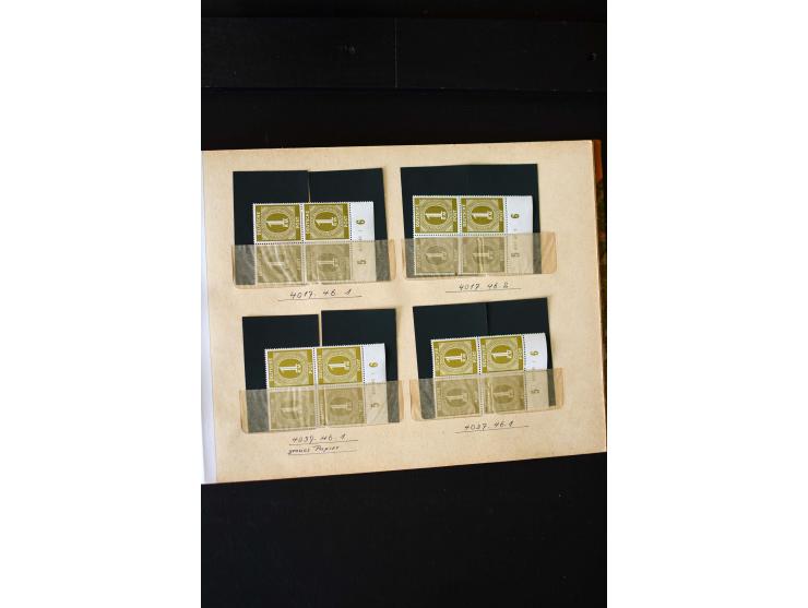 1946/48, Arbeiter und Ziffer postfrische und wenige ungebrauchte Sammlung 4er-Blocks (wenige Paare) mit HAN, dazu kleiner Tei
