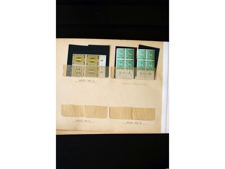 1946/48, Arbeiter und Ziffer postfrische und wenige ungebrauchte Sammlung 4er-Blocks (wenige Paare) mit HAN, dazu kleiner Tei