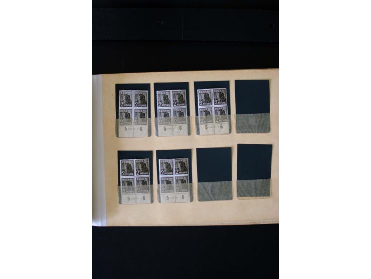 1946/48, Arbeiter und Ziffer postfrische und wenige ungebrauchte Sammlung 4er-Blocks (wenige Paare) mit HAN, dazu kleiner Tei