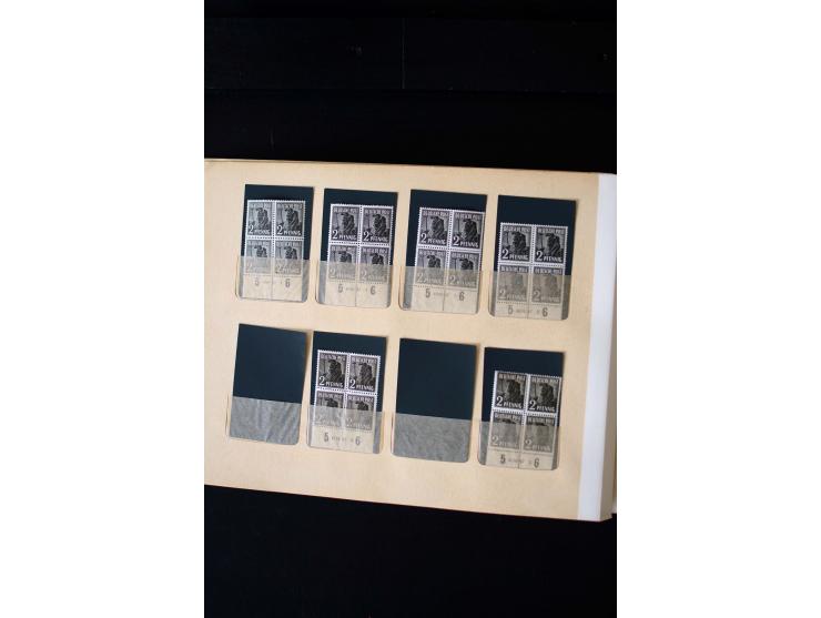 1946/48, Arbeiter und Ziffer postfrische und wenige ungebrauchte Sammlung 4er-Blocks (wenige Paare) mit HAN, dazu kleiner Tei