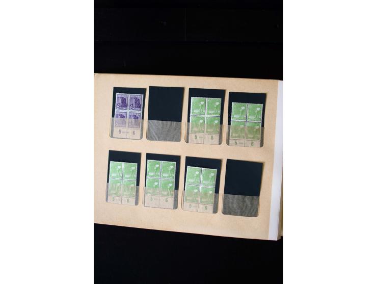 1946/48, Arbeiter und Ziffer postfrische und wenige ungebrauchte Sammlung 4er-Blocks (wenige Paare) mit HAN, dazu kleiner Tei