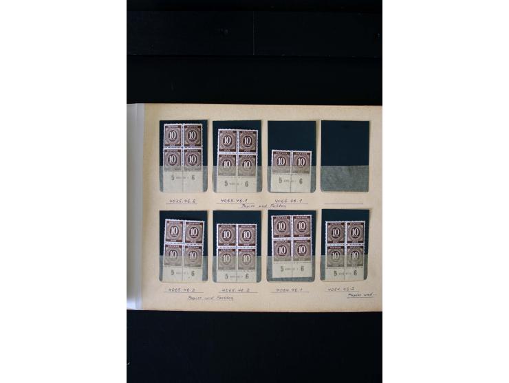 1946/48, Arbeiter und Ziffer postfrische und wenige ungebrauchte Sammlung 4er-Blocks (wenige Paare) mit HAN, dazu kleiner Tei