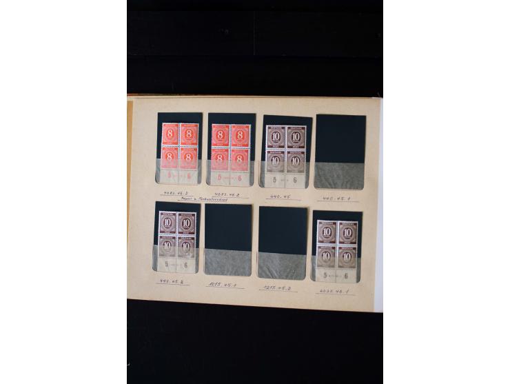 1946/48, Arbeiter und Ziffer postfrische und wenige ungebrauchte Sammlung 4er-Blocks (wenige Paare) mit HAN, dazu kleiner Tei
