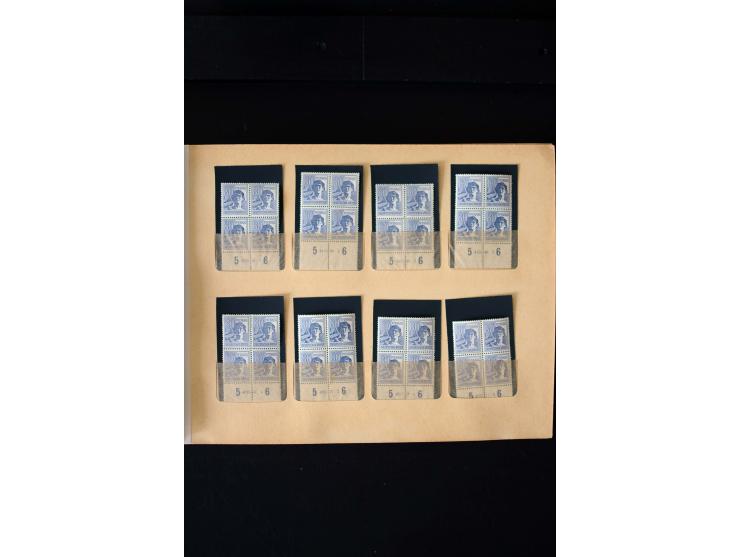 1946/48, Arbeiter und Ziffer postfrische und wenige ungebrauchte Sammlung 4er-Blocks (wenige Paare) mit HAN, dazu kleiner Tei