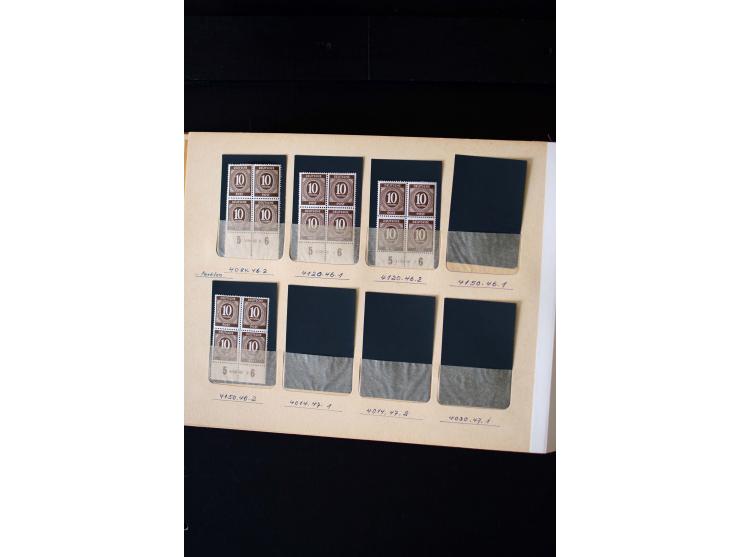 1946/48, Arbeiter und Ziffer postfrische und wenige ungebrauchte Sammlung 4er-Blocks (wenige Paare) mit HAN, dazu kleiner Tei
